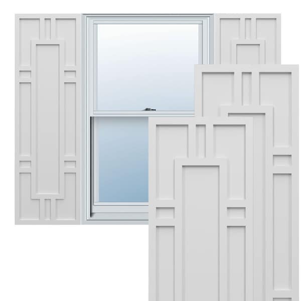 Ekena Millwork True Fit PVC Hastings Fixed Mount Shutters, White, 15W x 59H, PR - TFP001HS15X059WH