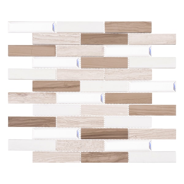 Andova Tiles ANDOVA TILES Mergo 1" x 3" Beveled Marble Brick Joint Mosaic Tile - ANDMER483