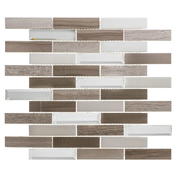 Andova Tiles ANDOVA TILES Mergo 1" x 3" Beveled Marble Brick Joint Mosaic Tile - ANDMER483