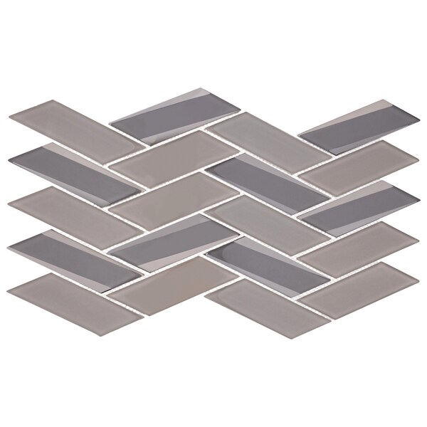 Andova Tiles SAMPLE Flight 2 x 425 Glass Herringbone  Chevron Mosaic Wall Tile - SAM-ANDFLI386
