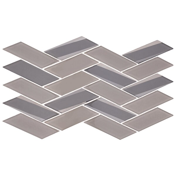 Andova Tiles SAMPLE Flight 2 x 425 Glass Herringbone  Chevron Mosaic Wall Tile - SAM-ANDFLI386