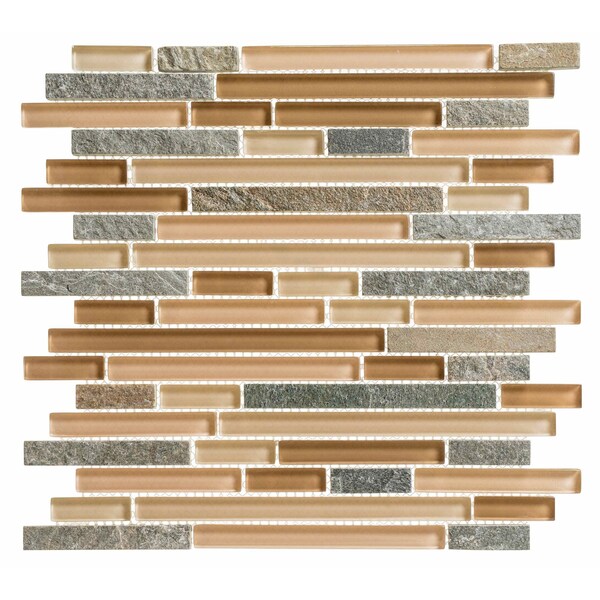 Andova Tiles SAMPLE- 2 in. Straight Edge Glass and Slate Brick Joint Wall & Floor Tile - SAM-ANDWRI857
