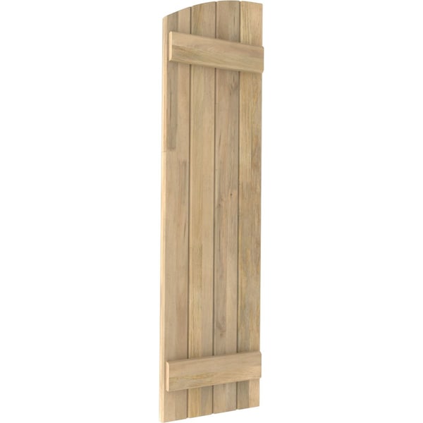 Ekena Millwork Americraft 4-Board (2 Batten) Wood Joined Board-n-Batten Shutters w/Ellipt Top, ARW101BE414X80UNH, PR - ARW101BE414X80UNH