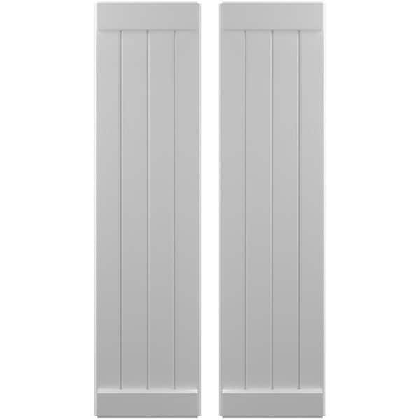 Ekena Millwork Americraft 4-Board Exterior Wood Joined Board-n-Batten Shutters w/ End Batten, ARW103BB414X32PRH - ARW103BB414X32PRH