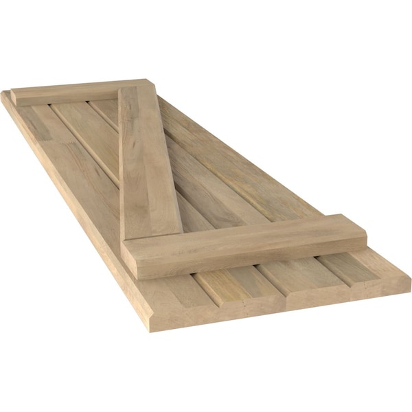 Ekena Millwork Americraft 4-Board (2 Batten) Wood Joined Board-n-Batten Shutters w/ Z-Bar, ARW102BB414X72UNH, PR - ARW102BB414X72UNH