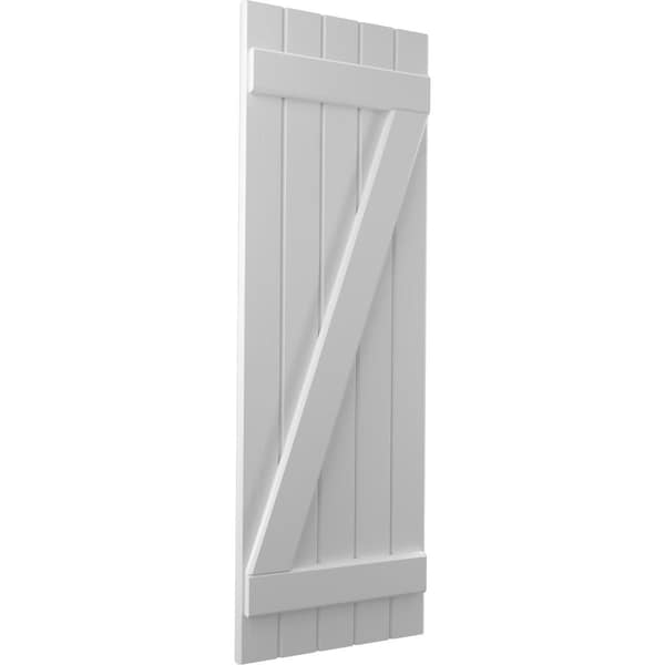 Ekena Millwork Americraft 5-Board (2 Batten) Wood Joined Board-n-Batten Shutters w/ Z-Bar, ARW102BB518X82PRH - ARW102BB518X82PRH
