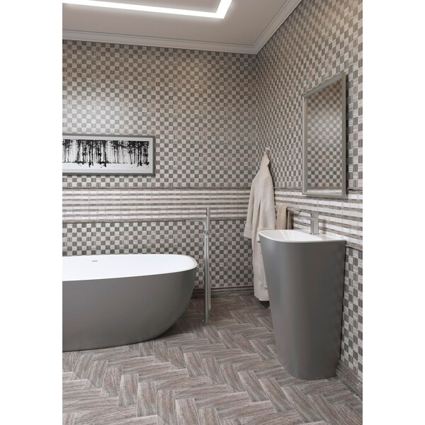 Apollo Tile Sample of Ashen Grey Sticks 12"x12" Marble Mosaic Tile - APLEC44 SAMPLE