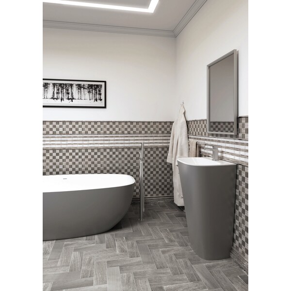 Apollo Tile Sample of Ashen Grey Sticks 12"x12" Marble Mosaic Tile - APLEC44 SAMPLE