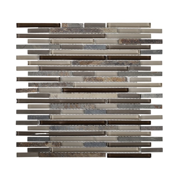 Apollo Tile Sample of Slate And Glass Waterfall 11.8"x11.8" Mosaic Tile - APLCAS99029EC97 SAMPLE