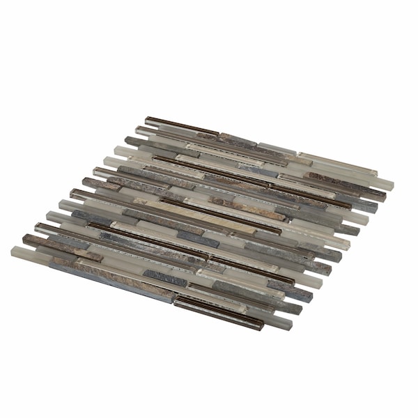 Apollo Tile Sample of Slate And Glass Waterfall 11.8"x11.8" Mosaic Tile - APLCAS99029EC97 SAMPLE