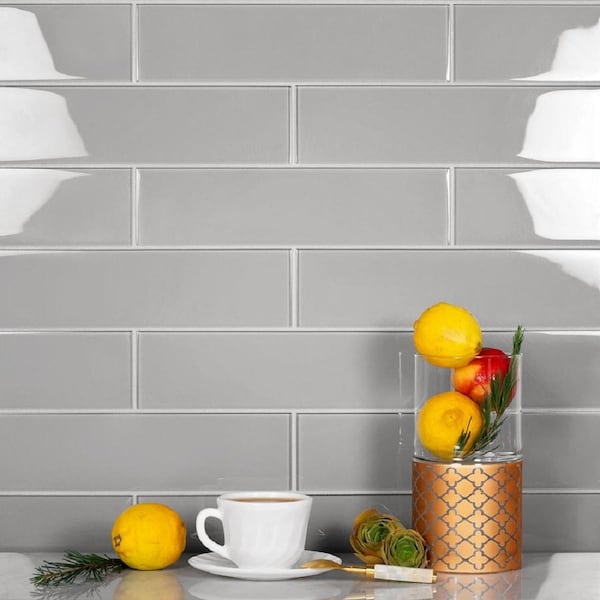 Apollo Tile 3X12 Soft Grey Glossy Subway Glass Tile 5 Sq.Ft., 20PK - APLA99092312EC103
