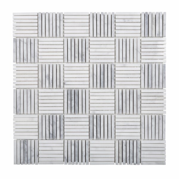 Apollo Tile Sample of White Matchsticks 12"x12" Carrara Marble Mosaic Tile - APLDC99L01EC12 SAMPLE