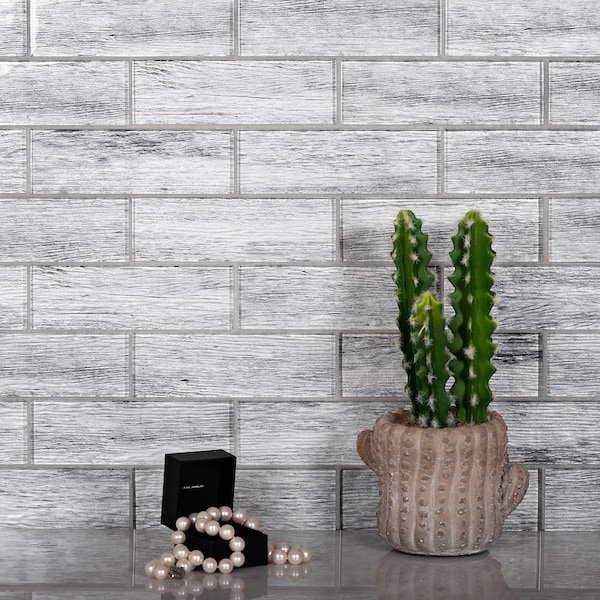Apollo Tile Sample of Silver Wood Look Hexagon 11.8"x11.8" Glass Mosaic Tile - APLSRA9903EC52 SAMPLE