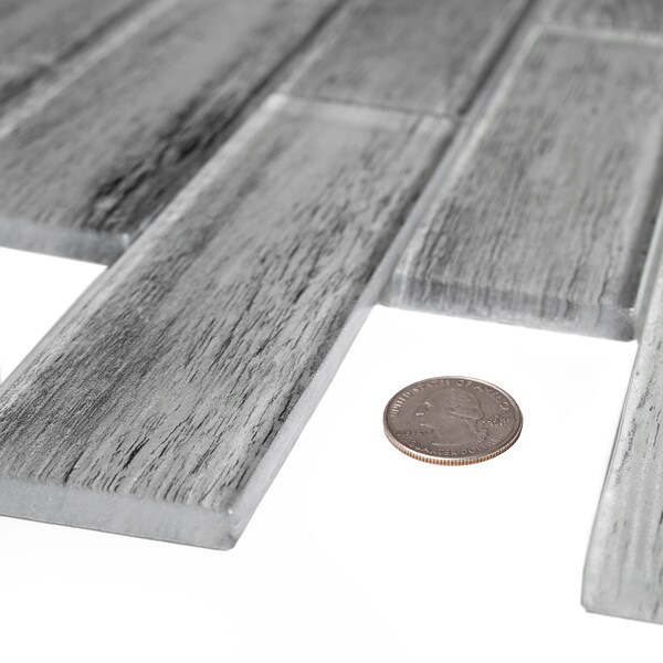 Apollo Tile Sample of Silver Wood Look Hexagon 11.8"x11.8" Glass Mosaic Tile - APLSRA9903EC52 SAMPLE