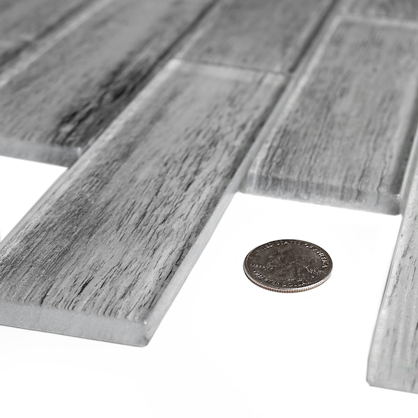 Apollo Tile Sample of Silver Wood Look Hexagon 11.8"x11.8" Glass Mosaic Tile - APLSRA9903EC52 SAMPLE