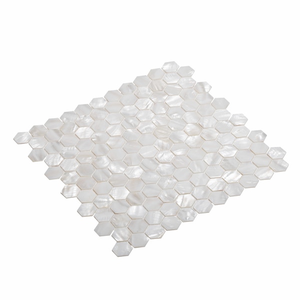 Apollo Tile Sample of Pearl Hexagon Mosaic 11.6"x11.6" Shell Tile - APLSMA99007EC49 SAMPLE
