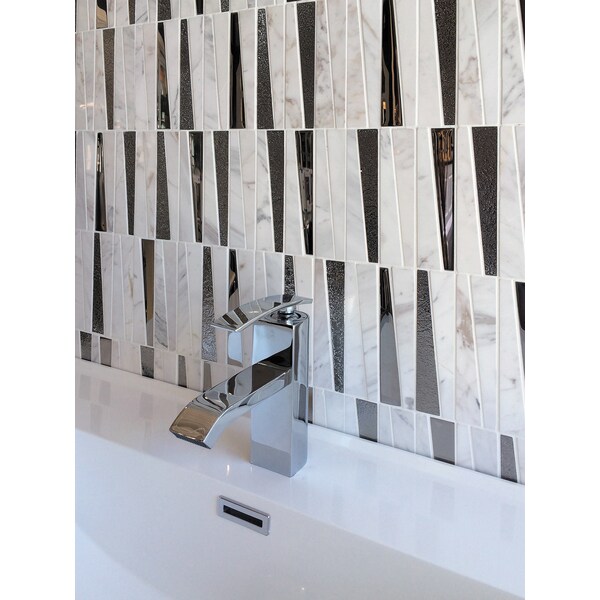 Apollo Tile Sample of White Elements 11.8"x11.8" Glass And Marble Mosaic Tile - APLHTC9953299MEC10 SAMPLE