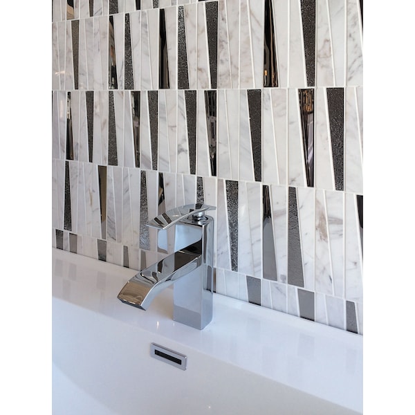 Apollo Tile Sample of White Elements 11.8"x11.8" Glass And Marble Mosaic Tile - APLHTC9953299MEC10 SAMPLE