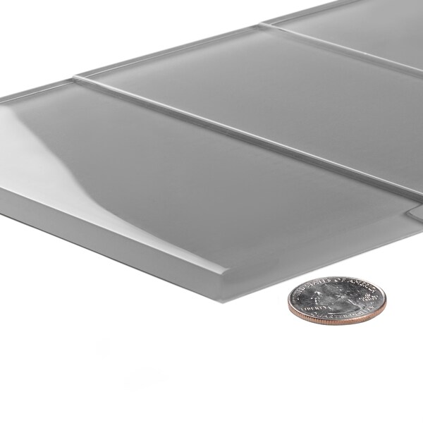 Apollo Tile Sample of 3X6 Soft Grey Glossy Subway Glass Tile 5 Sq.Ft. - APLA9909236EC102 SAMPLE