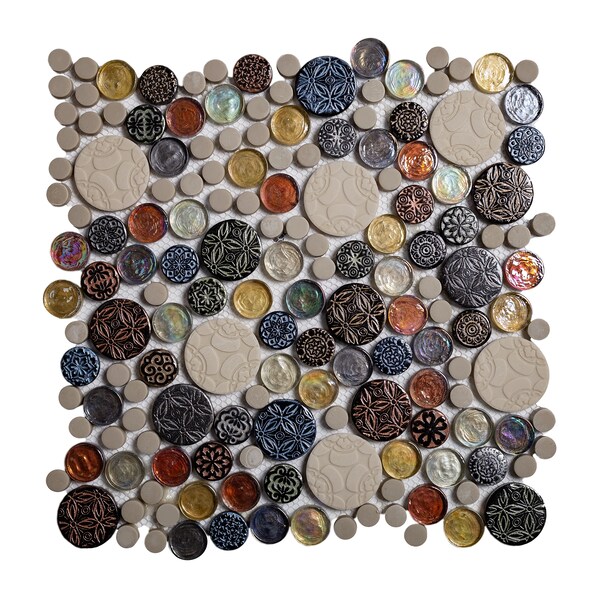 Apollo Tile Sample of Caleidoscopica Bubble 11.8"x11.8" Mosaic Tile - APLMOK99005EC38 SAMPLE