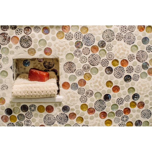 Apollo Tile Sample of Caleidoscopica Bubble 11.8"x11.8" Mosaic Tile - APLMOK99005EC38 SAMPLE