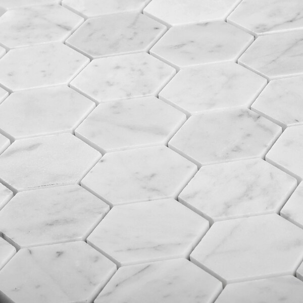 Apollo Tile Sample of 2" Honed Carrara Hexagon 11.8"x11.8" Marble Mosaic Tile - APLKB99G03HEC27 SAMPLE