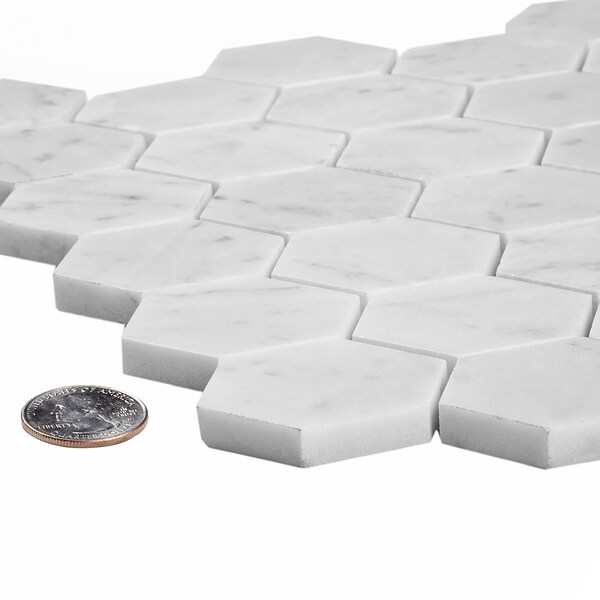 Apollo Tile Sample of 2" Honed Carrara Hexagon 11.8"x11.8" Marble Mosaic Tile - APLKB99G03HEC27 SAMPLE