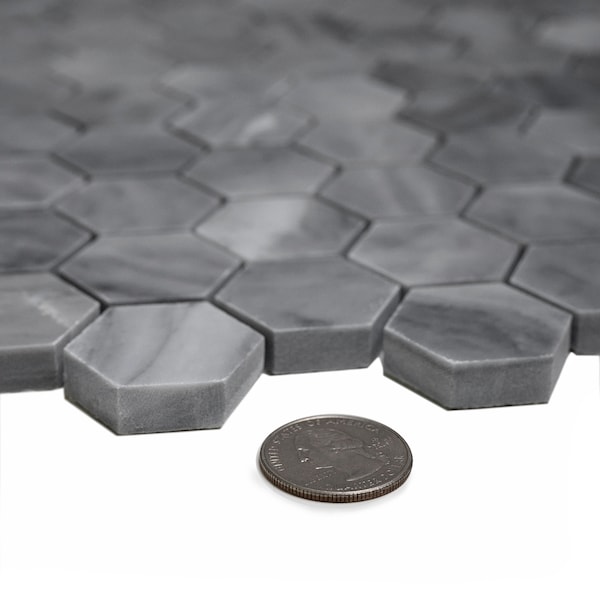 Apollo Tile Sample of Bardiglio Hexagon 11.3"x12" Marble Mosaic Tile - APLSE99G08EC46 SAMPLE