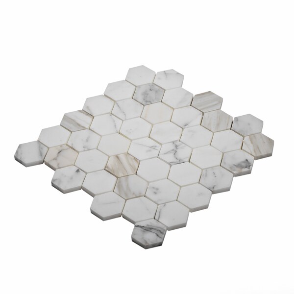 Apollo Tile Sample of 2" Calacatta Gold Hexagon 11.8"x11.8" Marble Mosaic Tile - APLTSC99G22HEC53 SAMPLE