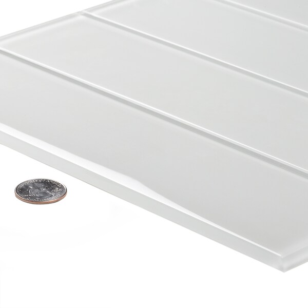 Apollo Tile Sample of 3X12 Soft White Glossy Subway Glass Tile 5 Sq.Ft. - APLA99066312EC99 SAMPLE
