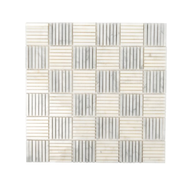 Apollo Tile White Matchsticks 5 sq.ft 12 in. x12 in. Carrara Marble Mosaic Tile, 5PK - APLDC99L01EC12