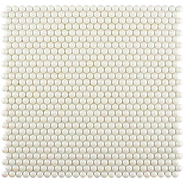 Apollo Tile White Pearl Bead 5.56 sq.ft 12.5 in. x12.8 in. Glass Mosaic Tile, 10PK - APLVRE9910EC59