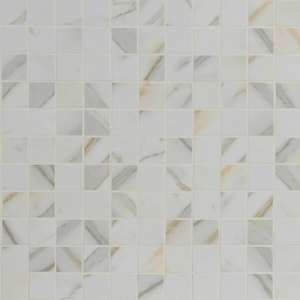 Msi Calacatta Ivory SAMPLE Polished Porcelain Mesh-Mounted Mosaic Tile - ZOR-PT-0399-SAM