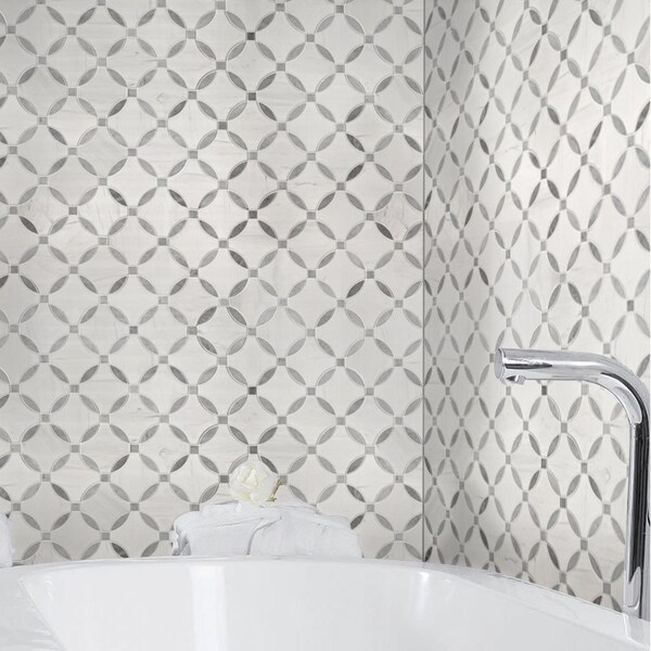 Msi Bianco Dolomite Lola 10.25 x 10.25 Polished Marble Mosaic Floor And Wall Tile, 10PK - ZOR-MD-0576