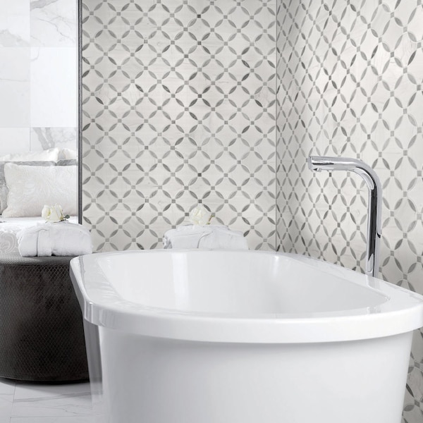 Msi Bianco Dolomite Lola 10.25 x 10.25 Polished Marble Mosaic Floor And Wall Tile, 10PK - ZOR-MD-0576