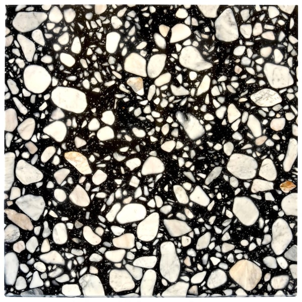 Apollo Tile 24x24 in. Polished Jet Black Terrazzo Large Format Wall and Floor Tile 15.5 sq ft/case, 4PK - TRZ88NERPOLA