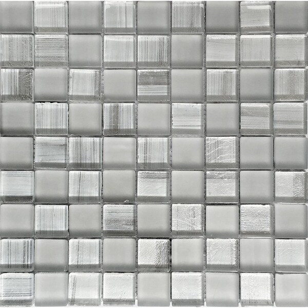 Apollo Tile Could Gray 11.3 in x 11.3 in Glass Glossy, Matte Floor and Wall Mosaic Tile 4.43 sqft/case, 5PK - APLJP88311A