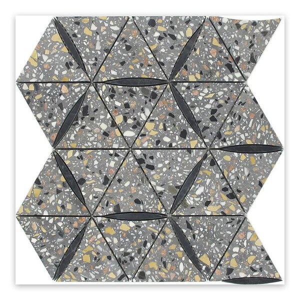 Apollo Tile Stellare 11 x 13 in. Honed Charcoal Gray, Black Terrazzo Wall and Floor Tile 4.77 sq ft/case, 5PK - APLVNZ8813STA