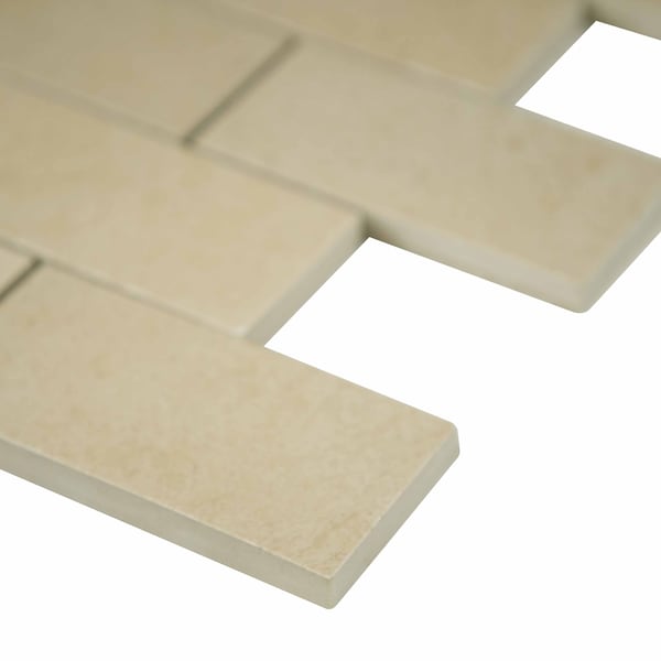 Msi Aria Cremita 2 In. X 4 In. Polished Porcelain Mesh-Mounted Mosaic Tile, 8PK - ZOR-PT-0506