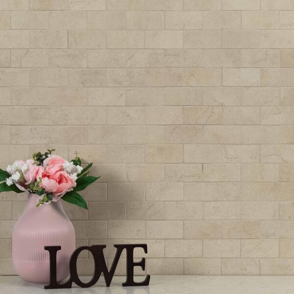 Msi Aria Cremita 2 In. X 4 In. Polished Porcelain Mesh-Mounted Mosaic Tile, 8PK - ZOR-PT-0506