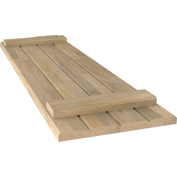 Ekena Millwork Americraft 4-Board (2 Batten) Wood Joined Board-n-Batten Shutters w/Ellipt Top, ARW101BE414X52UNH, PR - ARW101BE414X52UNH