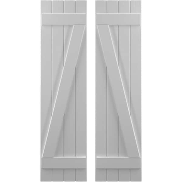 Ekena Millwork Americraft 4-Board (2 Batten) Wood Joined Board-n-Batten Shutters w/ Z-Bar, ARW102BB414X84PRH - ARW102BB414X84PRH
