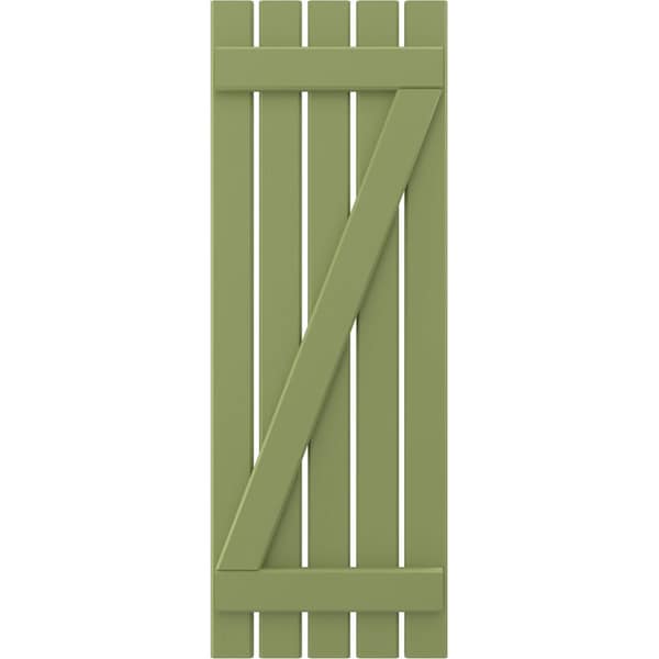 Ekena Millwork Americraft 5-Board (2 Batten) Wood Spaced Board-n-Batten Shutters w/ Z-Bar, ARW102SB519X45MGH, PR - ARW102SB519X45MGH
