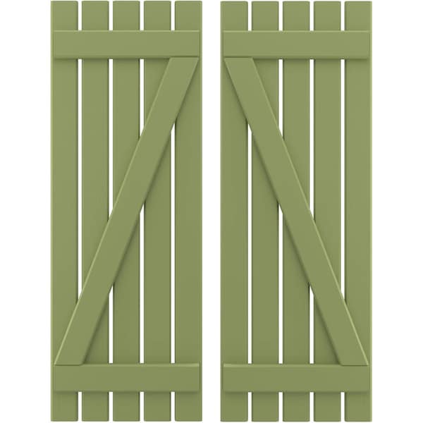Ekena Millwork Americraft 5-Board (2 Batten) Wood Spaced Board-n-Batten Shutters w/ Z-Bar, ARW102SB519X45MGH, PR - ARW102SB519X45MGH