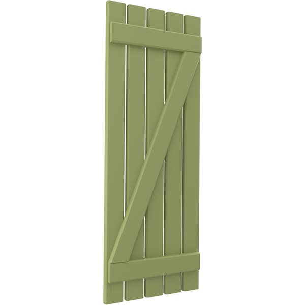 Ekena Millwork Americraft 5-Board (2 Batten) Wood Spaced Board-n-Batten Shutters w/ Z-Bar, ARW102SB519X45MGH, PR - ARW102SB519X45MGH