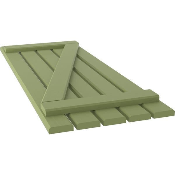 Ekena Millwork Americraft 5-Board (2 Batten) Wood Spaced Board-n-Batten Shutters w/ Z-Bar, ARW102SB519X45MGH, PR - ARW102SB519X45MGH