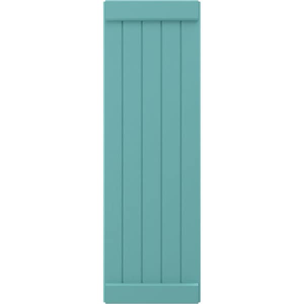 Ekena Millwork Americraft 5-Board Exterior Wood Joined Board-n-Batten Shutters w/ End Batten, ARW103BB518X52PTH, PR - ARW103BB518X52PTH