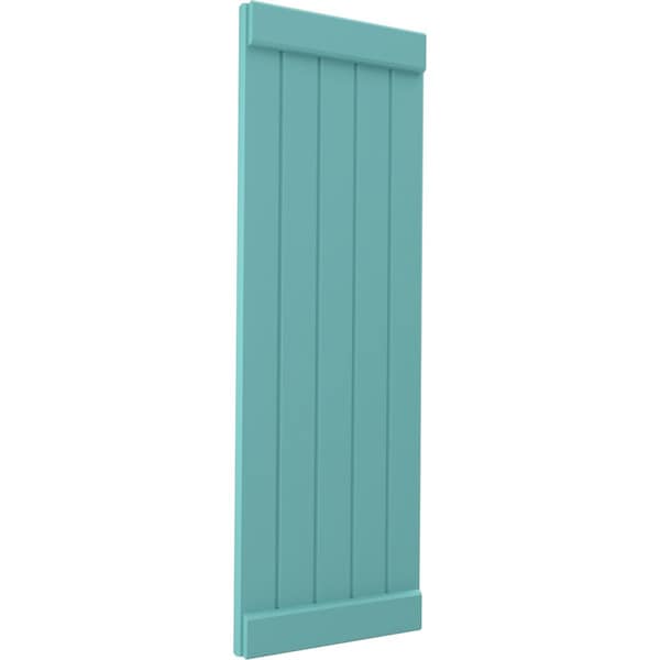 Ekena Millwork Americraft 5-Board Exterior Wood Joined Board-n-Batten Shutters w/ End Batten, ARW103BB518X52PTH, PR - ARW103BB518X52PTH