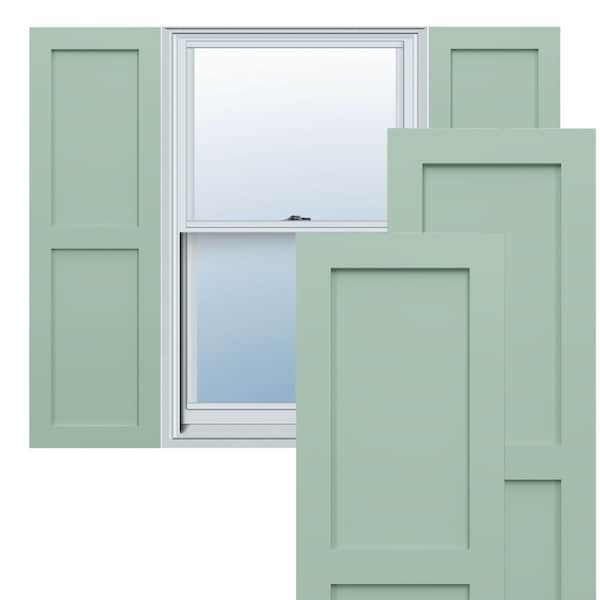 Ekena Millwork True Fit PVC Two Equal Flat Panel Shutters, Seaglass, 15W x 44H, PR - TFP101FPF15X044SG