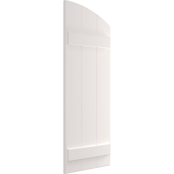 Ekena Millwork True Fit PVC, Three Board Elliptical Top Joined Board-n-Batten Shutters, Unfinished, 16 1/8W x 73H, PR - TFP101BE16X073UN